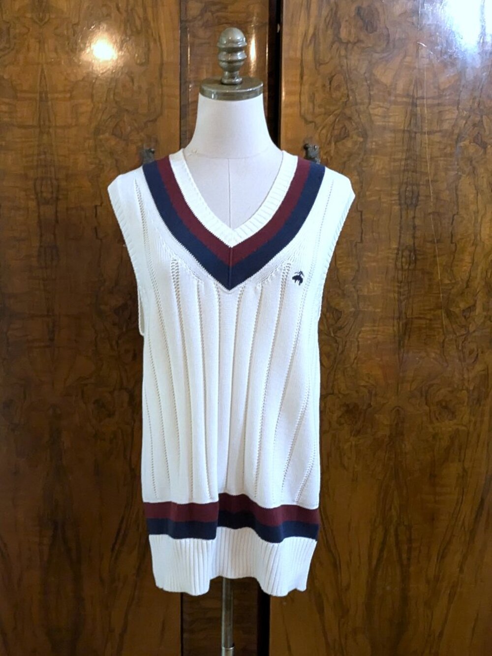 Brooks Brothers Tennis Cricket Sweater Vest Men's Size S White Navy Red Logo